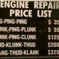 Engine repair price list
