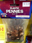 100 plastic pennies = $3.49