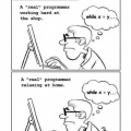 Real programmer working vs relaxing